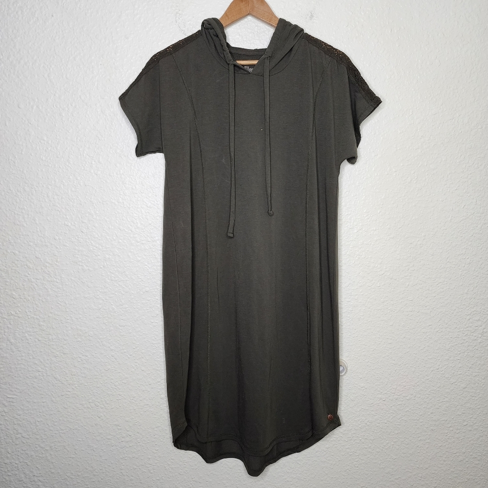 Livi Active Hooded Short Sleeve Sweatshirt Dress Olive Green Women's Size 10/12